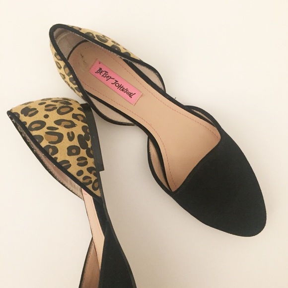 Betsey Johnson Shoes - Betsey Johnson Cocoh Flat - Black Suede & Leopard